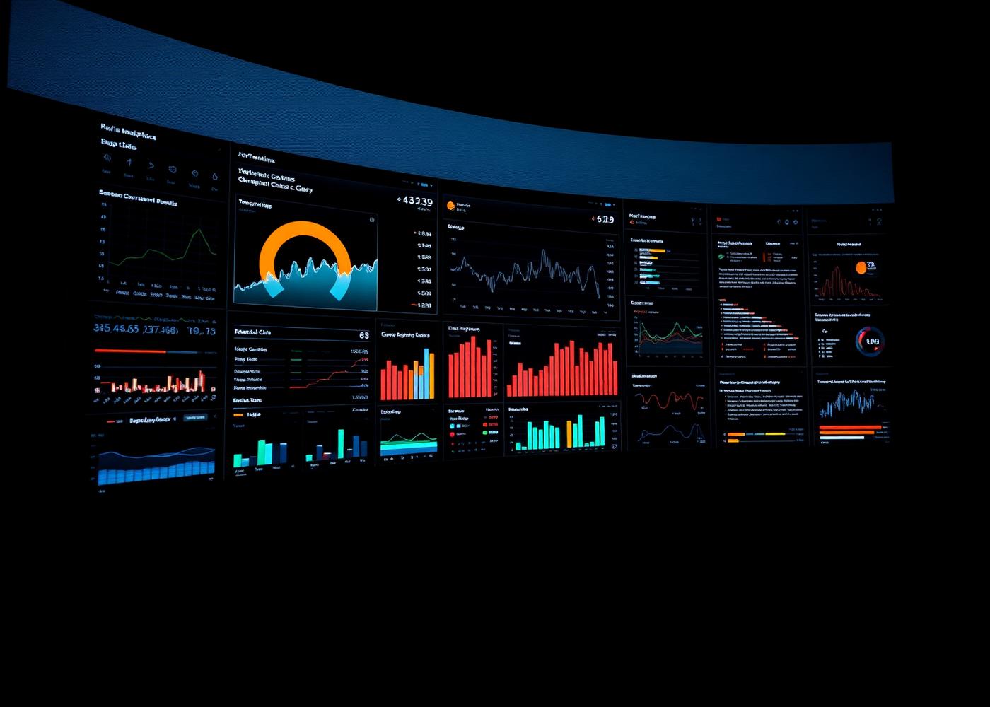 Analytics dashboard displaying charts and metrics on a large monitor