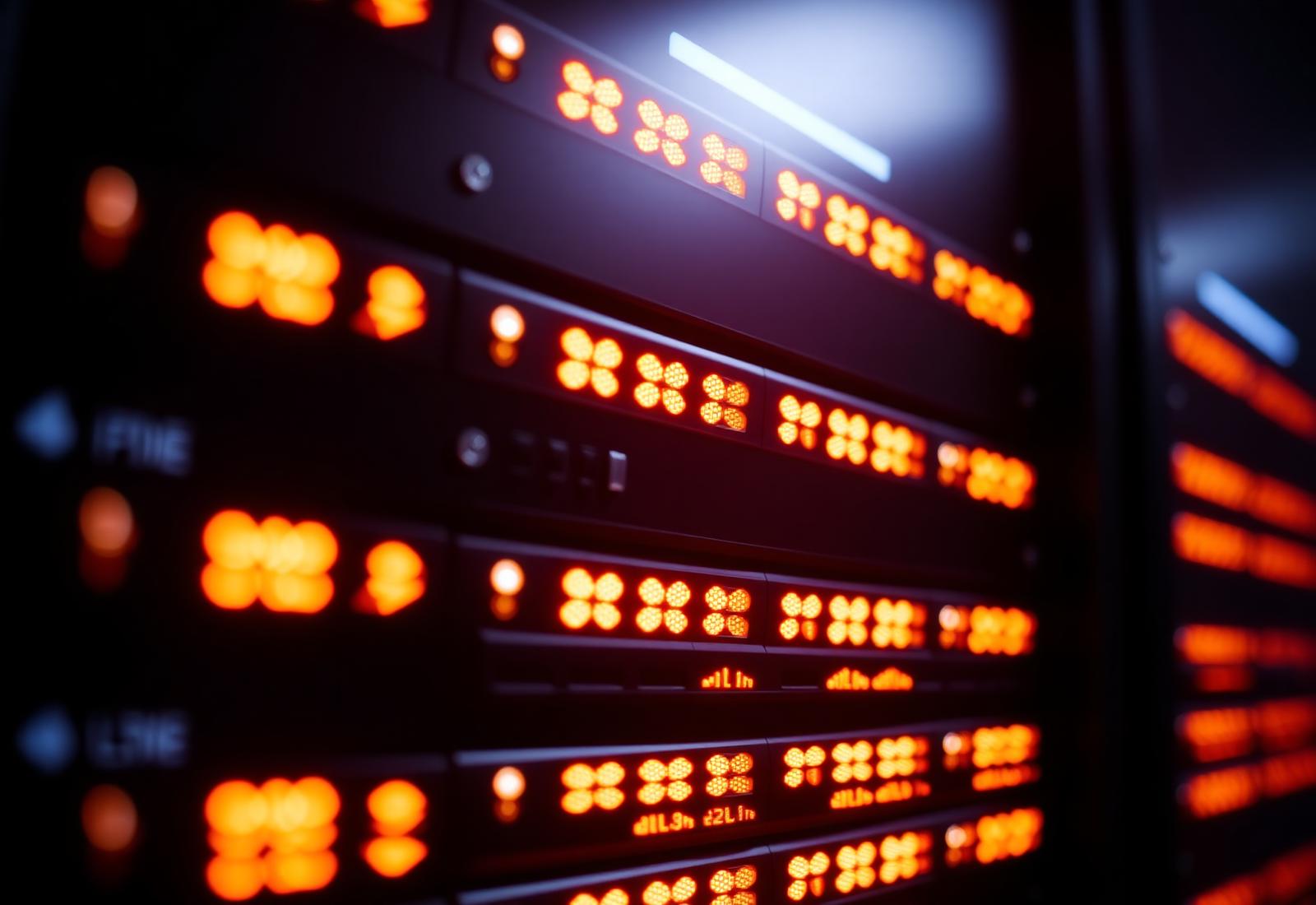 Warmly lit server hardware in a modern data centre, representing cloud and IT infrastructure